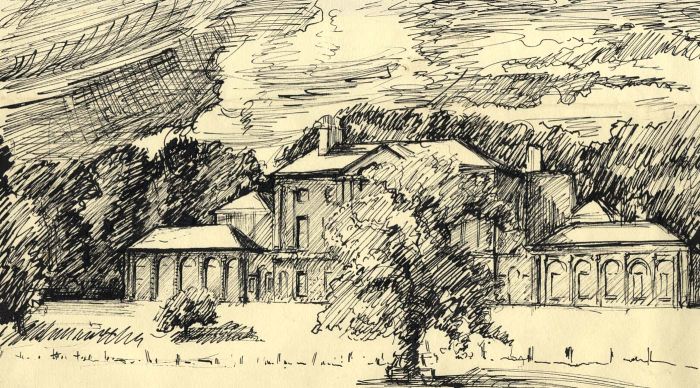Frances Watt - Mid 20th Century Pen and Ink Drawing, A Country House