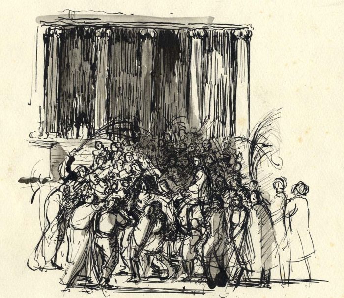 Frances Watt - Mid 20th Century Pen and Ink Drawing, Palm Sunday