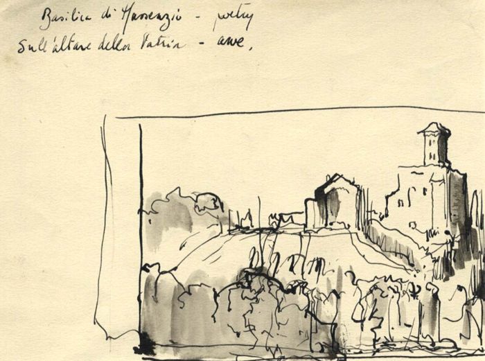 Frances Watt - Mid 20th Century Pen and Ink Drawing, Basilica di Massenzio
