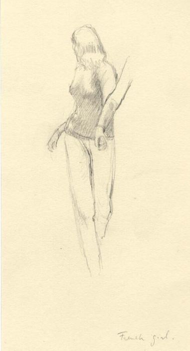 Frances Watt - Mid 20th Century Graphite Drawing, French Girl
