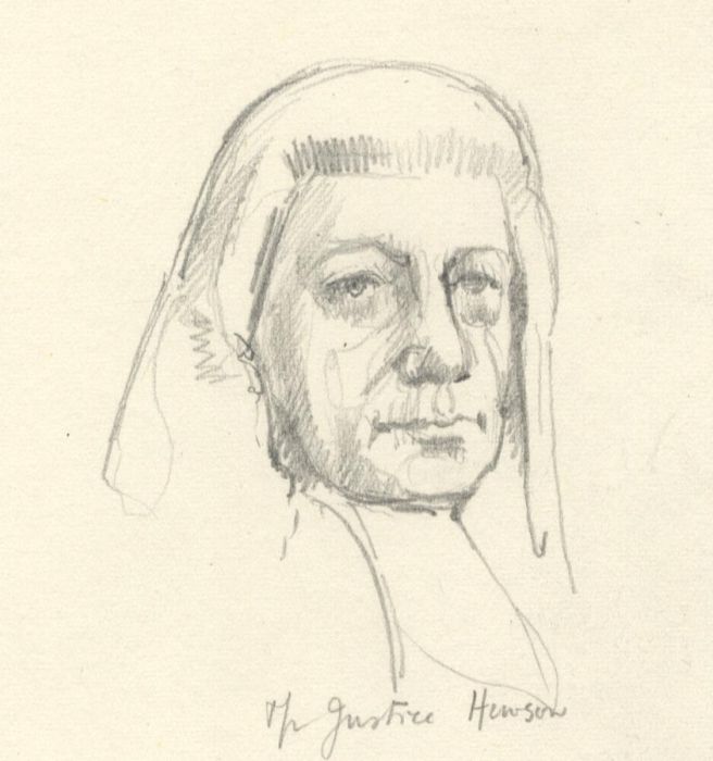 Frances Watt - Mid 20th Century Graphite Drawing, Mr Justice Hewson