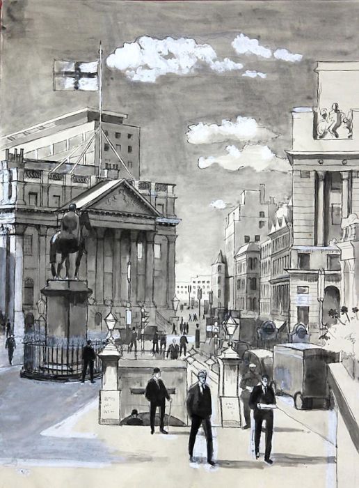 Frances Watt - Poster Size Mid 20th Century Watercolour, Scene in the City