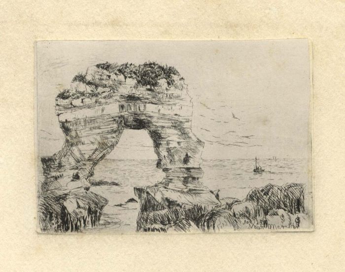Charles James Spence - 1869 Etching, Marsden Rock