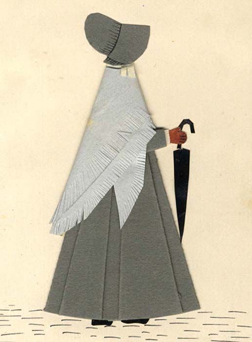 Miss Burgess - 19th Century Cut Paper Silhouette, Xmas Card from Constantinople