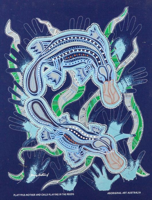 Contemporary Mixed Media - Aboriginal Work on Fabric