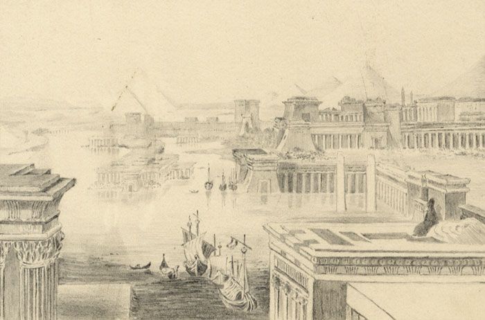 Good Little 19th Century Graphite Drawing - Cairo