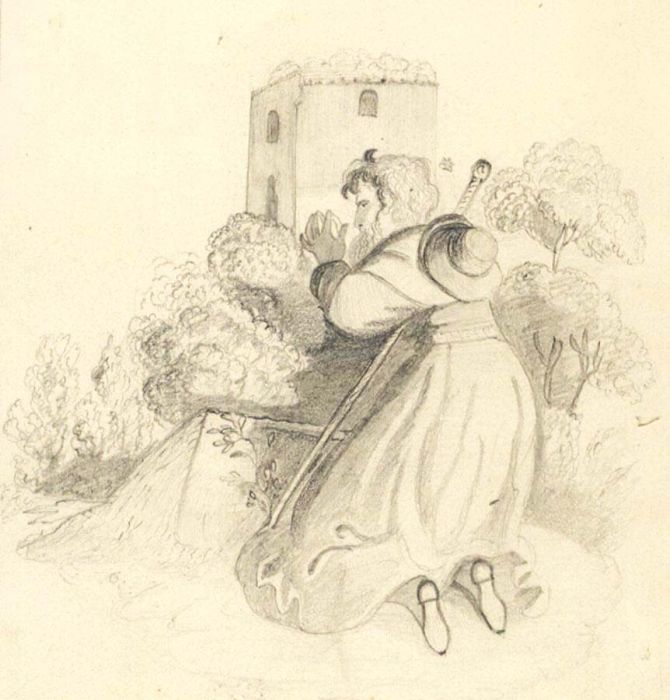 Monogram EB - 19th Century Graphite Drawing