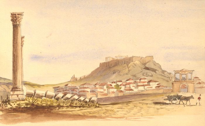 I Burn Blyth - 1857 Watercolour, Athens from Temple of Jupiter Olympus
