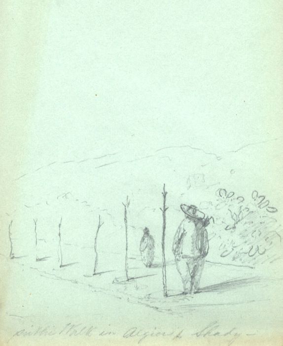 I Burn Blyth - 19th Century Graphite Drawing, Walk in Algiers