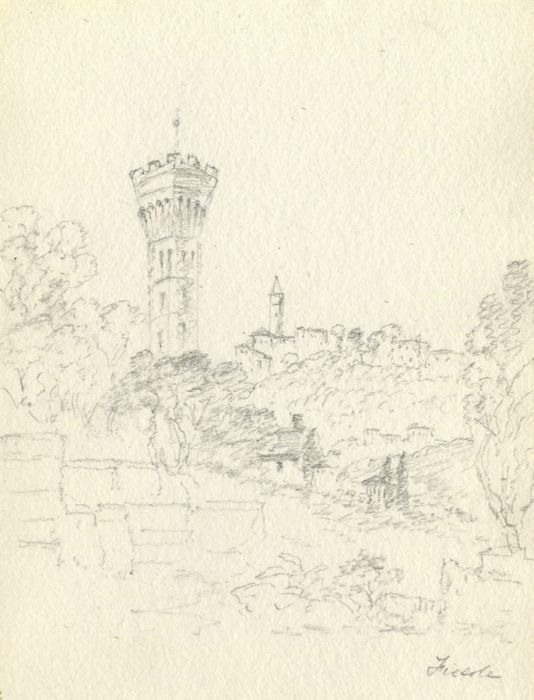 I Burn Blyth - 19th Century Graphite Drawing, Fiesole, Italy