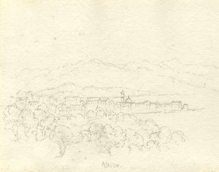 I Burn Blyth - 19th Century Graphite Drawing, Ajaccio, Italy