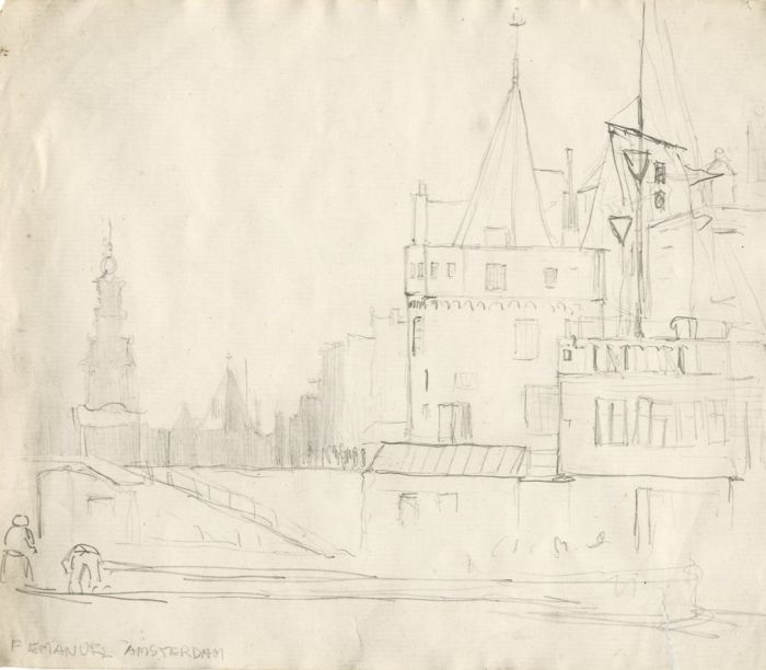 Frank Lewis Emanuel - Early 20th Century Graphite Drawing, Amsterdam