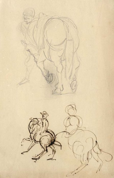 18th Century Pen and Ink Drawing - A Knight on a Horse