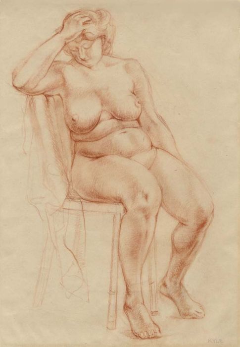 Kyle - Good Mid 20th Century Sanguine Drawing