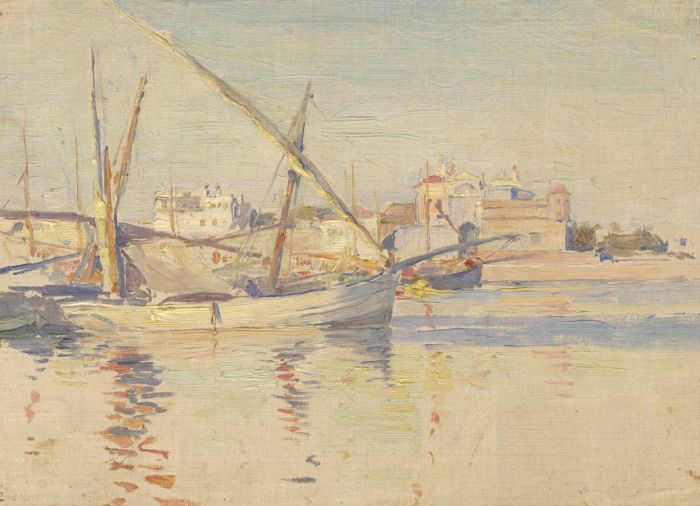 Joseph Harold Swanwick - Early 20th Century Oil, View of Harbour