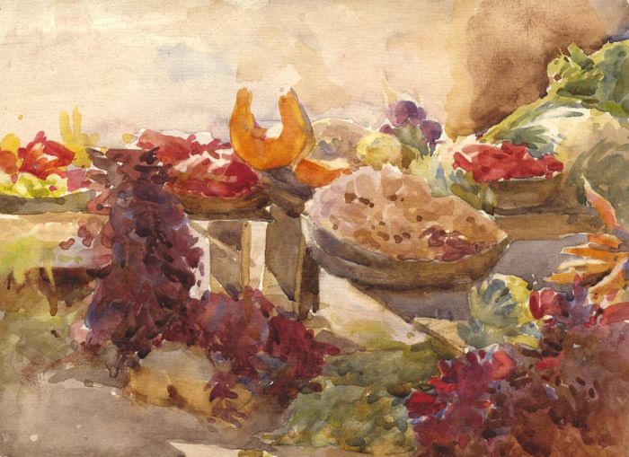 Joseph Harold Swanwick - Early 20th Century Watercolour, Fruit Market