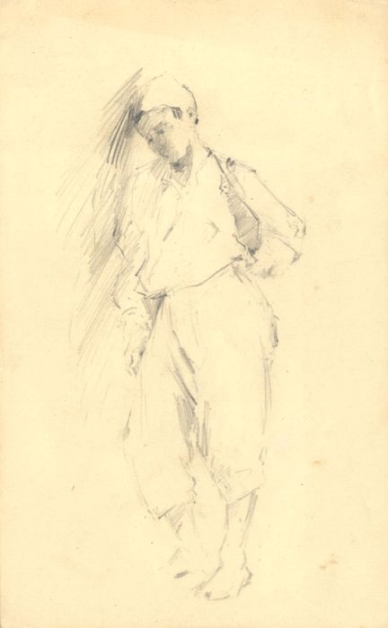 Joseph Harold Swanwick - Early 20th Century Graphite Drawing, Contemplative Boy