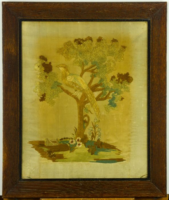 19th Century Embroidery - Silkwork Peacock