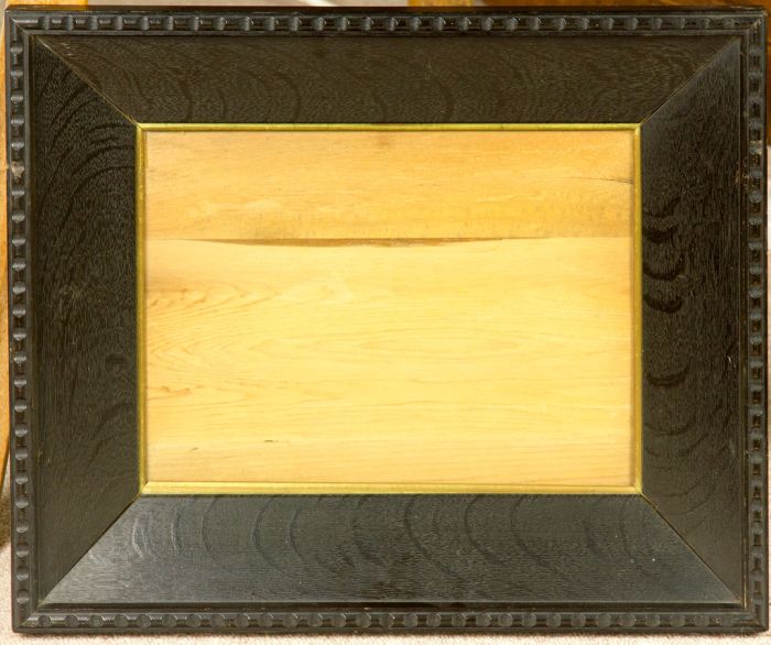 Picture Frame - Dark Solid Oak Carved Frame with Gilt Liner