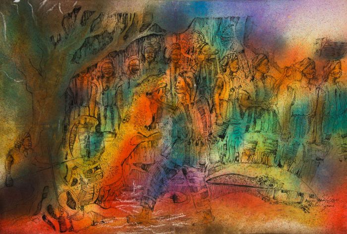 Adem Arkuso - 1987 Watercolour, Nigerian Scene