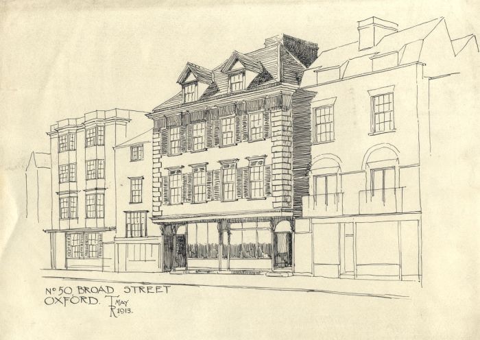 Thomas Rayson - 1913 Pen and Ink Drawing, No. 50 Broad Street, Oxford