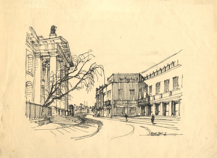 Thomas Rayson - Mid 20th Century Pen and Ink Drawing, Broad Street, Oxford
