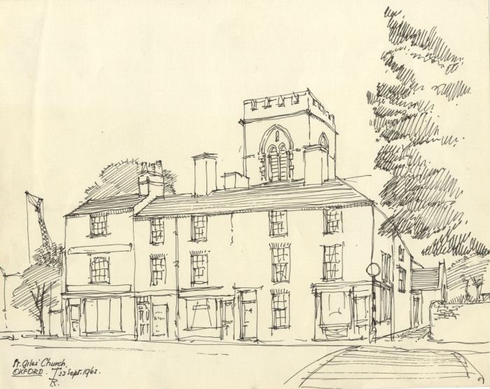 Thomas Rayson - 1962 Pen and Ink Drawing, St. Giles Church, Oxford