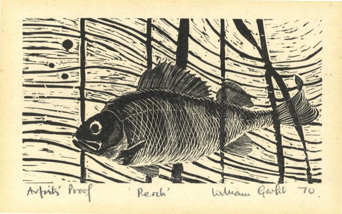 Signed Artist's Proof 1970 Woodcut - Perch