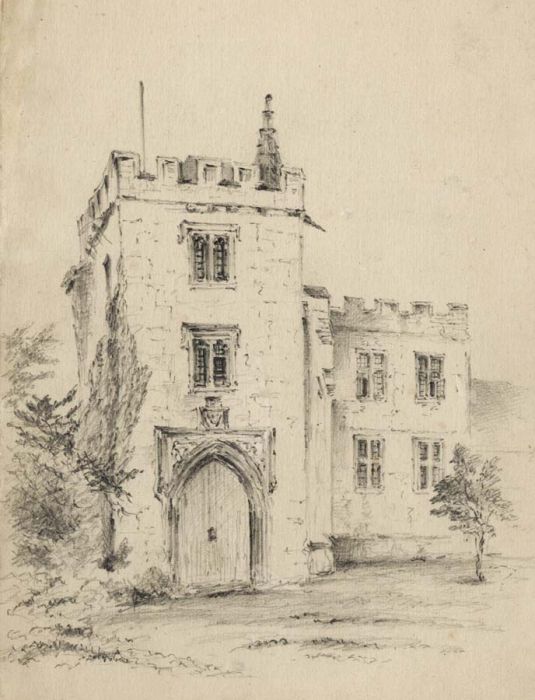 1861 Graphite Drawing - Bishop's Palace Salisbury