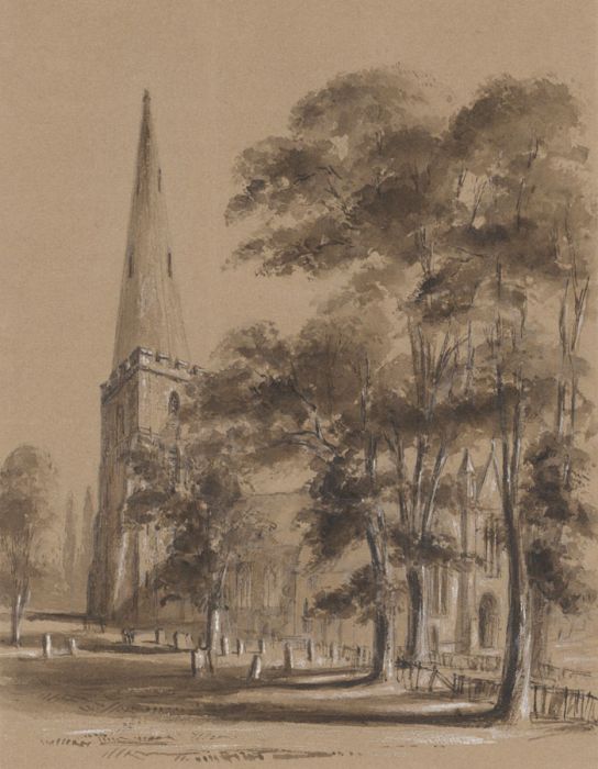 19th Century Watercolour - St Peter's Church, Ledbury, Herefordshire