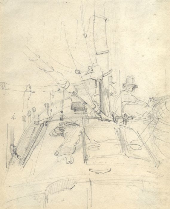 James Stark - 19th Century Graphite Drawing, On a Sailing Boat