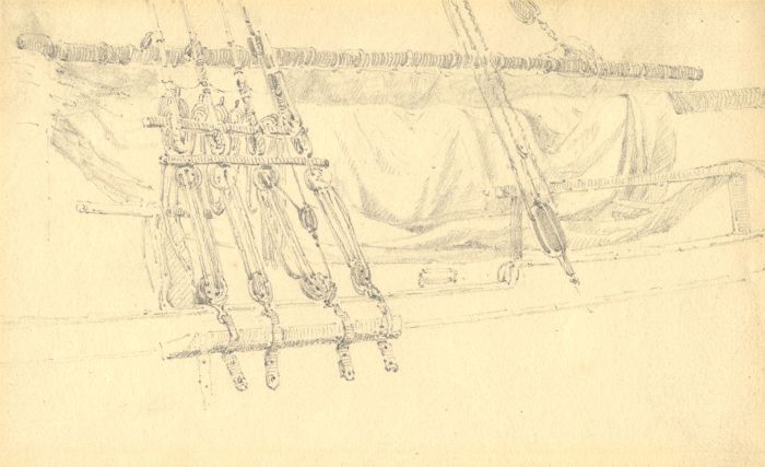 James Stark - 19th Century Graphite Drawing, Ship's Rigging