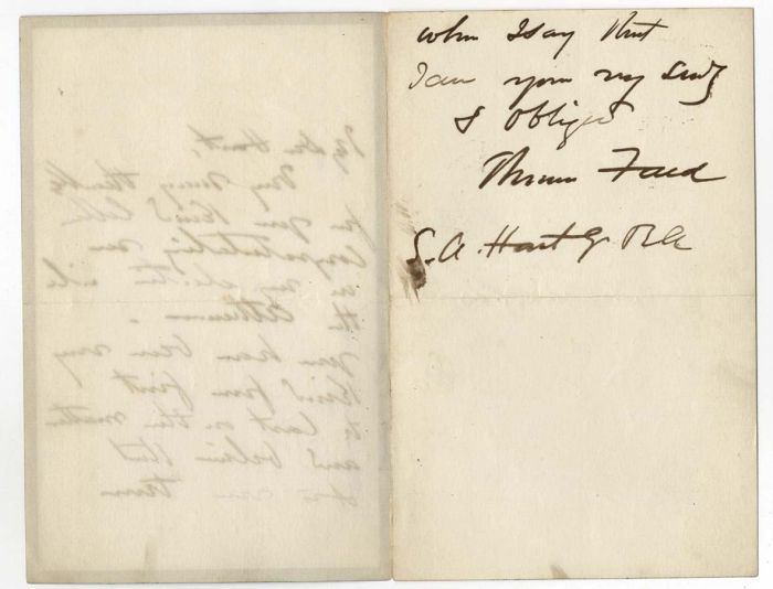 Thomas Faed RA - 19th Century Autograph, Signed Letter to S A Hart RA