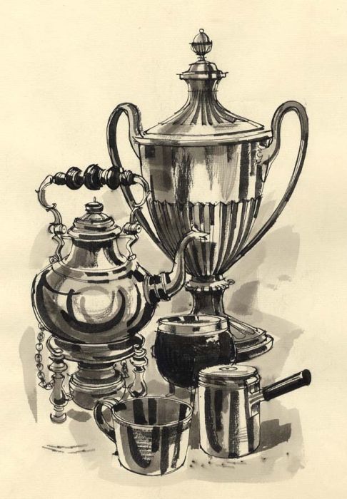 Paul Sharp - Monochrome 1964 Watercolour, The Nelson Museum Monmouth