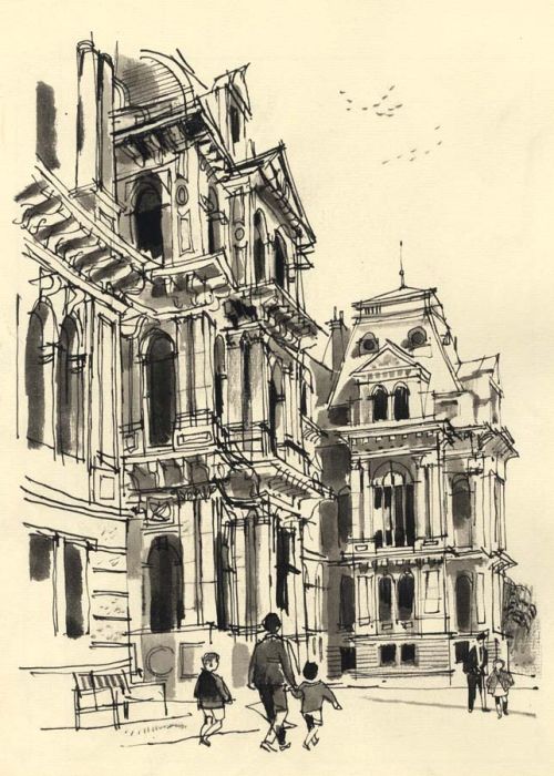 Paul Sharp - Monochrome 1964 Watercolour, Bowes Museum, Barnard Castle, Durham