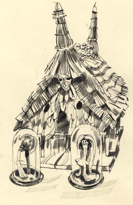 Paul Sharp - Monochrome 1964 Watercolour, Pitt-Rivers Museum, Farnham Dorset