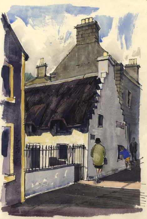 Paul Sharp - 1964 Watercolour, Hugh Miller's Birthplace Cromarty near Dingwall