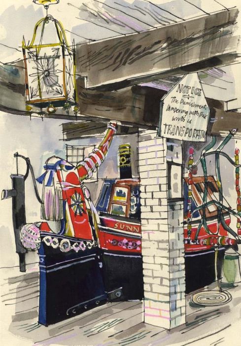 Paul Sharp - 1964 Watercolour, Waterways Museum Towcester, Northants