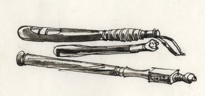 Paul Sharp - 1964 Pen and Ink Drawing, Truncheons, Devon Athenaeum Barnstaple