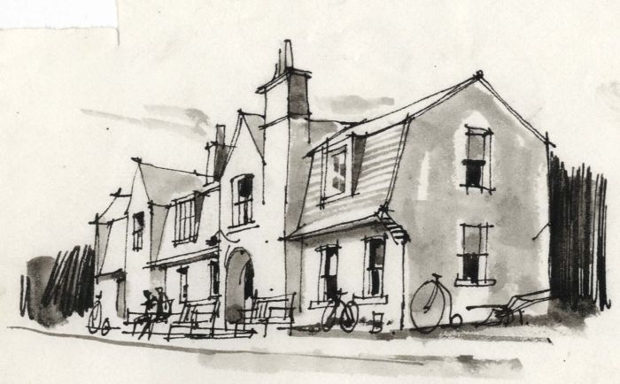 Paul Sharp - 1964 Pen and Ink Drawing, Glenesk Folk Museum