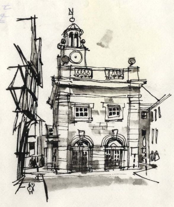 Paul Sharp - 1964 Pen and Ink Drawing, Ludlow Museum