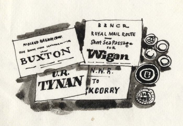 Paul Sharp - 1964 Pen and Ink Drawing, Railway Relics Yieldingtree