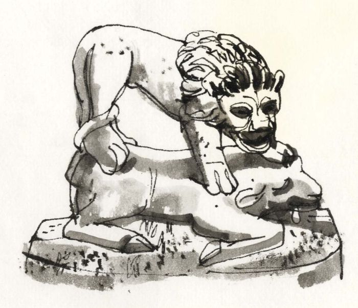 Paul Sharp - 1964 Pen and Ink Drawing, Corbridge Lions