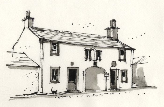 Paul Sharp - 1964 Pen and Ink Drawing, Carlyle's Birthplace Ecclefechan