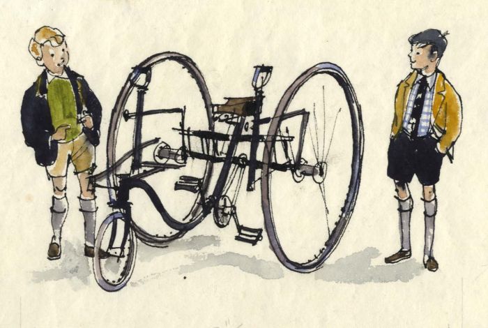 Paul Sharp - 1964 Watercolour, Antique Tricycle