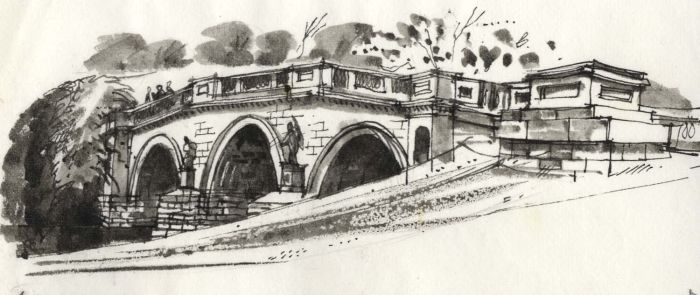 Paul Sharp - Monochrome 1963 Watercolour, Chatsworth Derbyshire