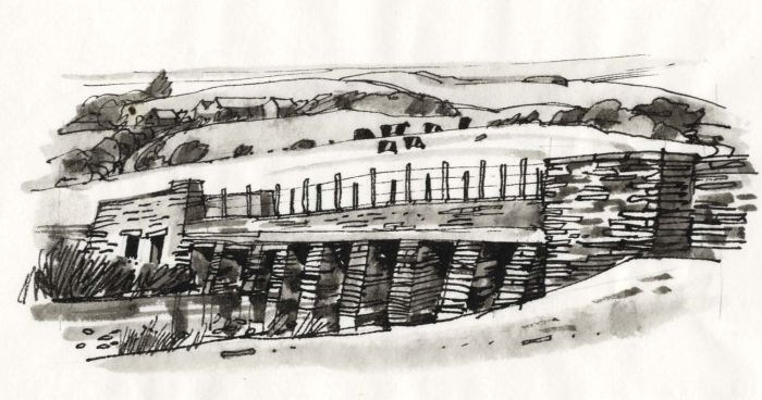 Paul Sharp - Monochrome 1963 Watercolour, Lledr Valley Bridge Caernarvonshire