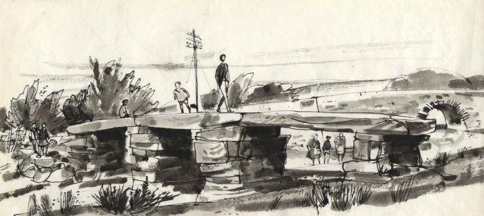 Paul Sharp - Monochrome 1963 Watercolour, Postbridge Devon