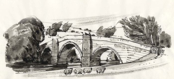 Paul Sharp - Monochrome 1963 Watercolour, Bardon Bridge Yorkshire