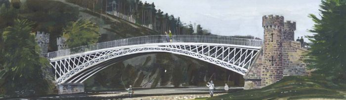 Paul Sharp - 1963 Gouache, Telford's Bridge Craigellachie Banff